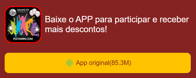 APP oficial da festawin.com para mobile